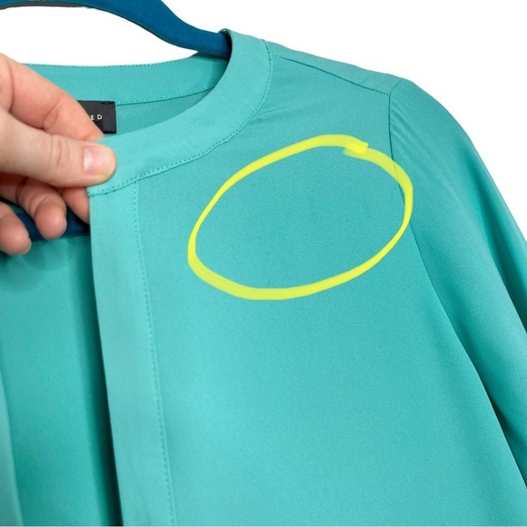The Limited Teal Asymmetrical Hem Roll Tab Sleeve Blouse - Picture 5 of 15
